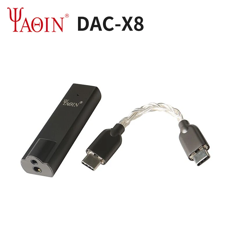 YAQIN DAC-X8 AK4493EQ المحمولة DAC مكبر للصوت 768 كيلو هرتز/32Bit DSD512 مع 3.5 مللي متر/2.5 مللي متر مخرج