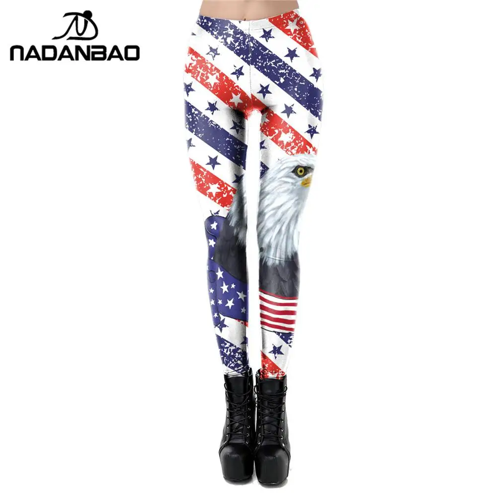 NADANBAO 2025 Bandiera del Giorno dell'Indipendenza Leggings da donna Pantaloni fitness Leggins da allenamento sottili sexy Bandiera nazionale Legins femminili