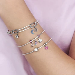 New 925 Sterling Silver My Star Moon Flamingo Mini Dangle Charm Fit Original Pandora Me Bracelet Necklace DIY Beads Jewelry Gift