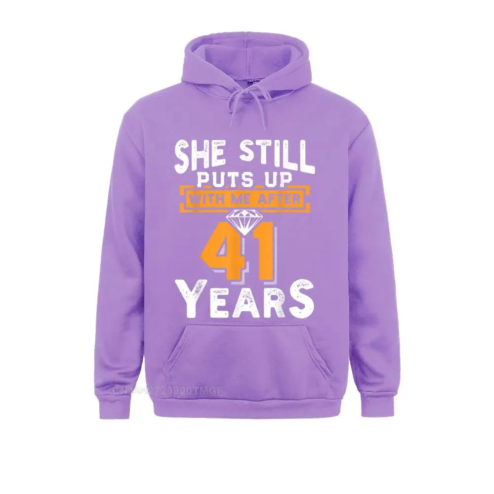 New Arrival Men's Sweatshirts Long Sleeve Hoodies Sportswears She Still Puts Up With Me After 41 Years Wedding Anniversary