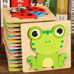 Baby Toys Thicken Wooden 3D Jigsaw Puzzle Cartoon Animal/Traffic Intelligence Wood Puzzle Educational Toys for Children Gifts