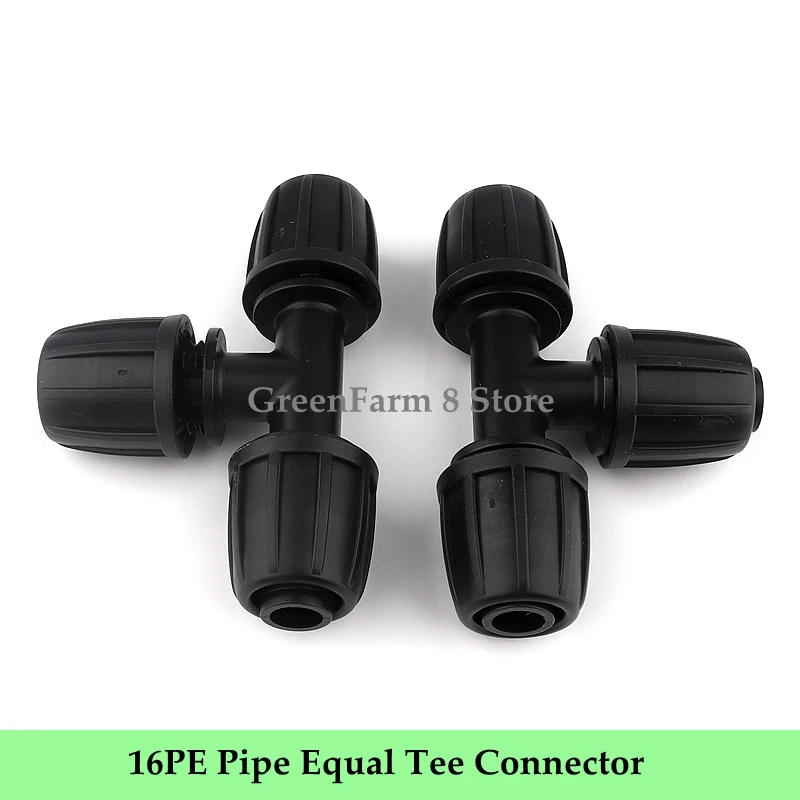 

2~50pcs 16mm PE Equal Tee Connector Greenhouse Micro Irrigation System Greenhouse Watering Tube Fittings 3 Ways Connectors