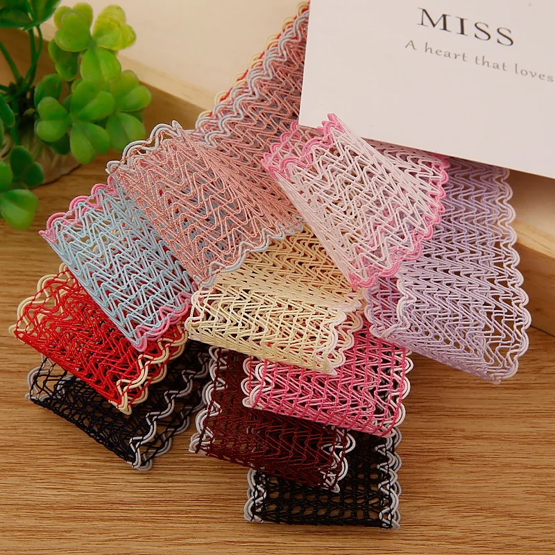 New Hollow Grid Bow Ribbon Material Polyester Jute White Woven Wired Handmade Girl Hair Accessories Cake Boxes And Packaging