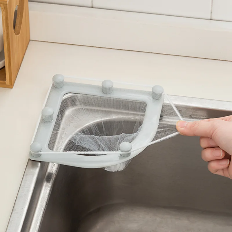 New Kitchen Triangular Sink Strainer Drain Vegetable Fruit Drainer Basket Suction Cup Rack For Kitchen Storage Sink Filter Shelf