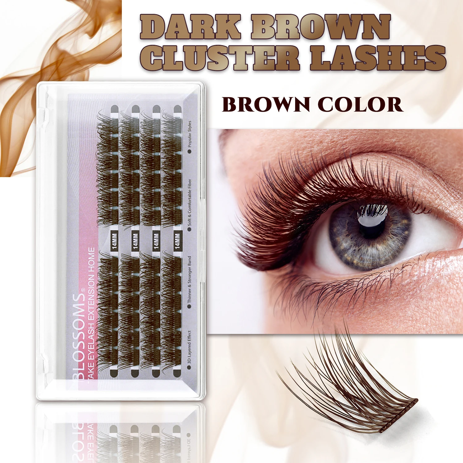 

Cluster Lashes Brown eyelashes Extension DIY Segmented Lashes 48 Volume Natural Individual Colored Lashes