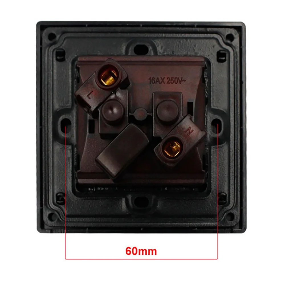 SANDIY Luxurious Black Aluminum Panel 16A EU Standard Wall Power Socket Outlet Grounded With Child Protective Lock