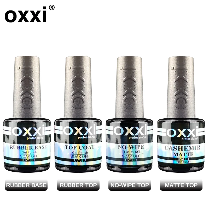 Oxxi-ベースとトップコートのセット,マニキュア用の半永久的なジェルネイルポリッシュ,ベースコートとトップコート,マット,8ml