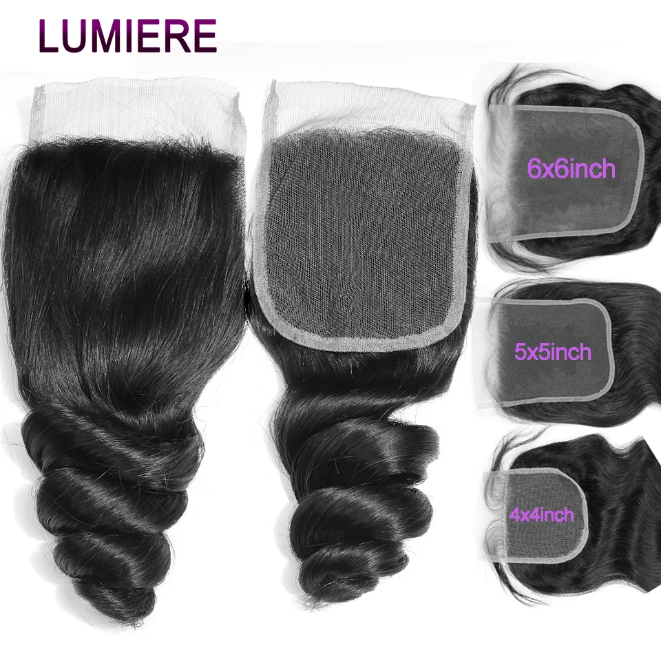 6X6 HD Transparent Lace Closure Brazilian Loose Wave 13X4 Ear To Ear Invisible Swiss Lace Lace Frontal PrePlucked With Baby Hair