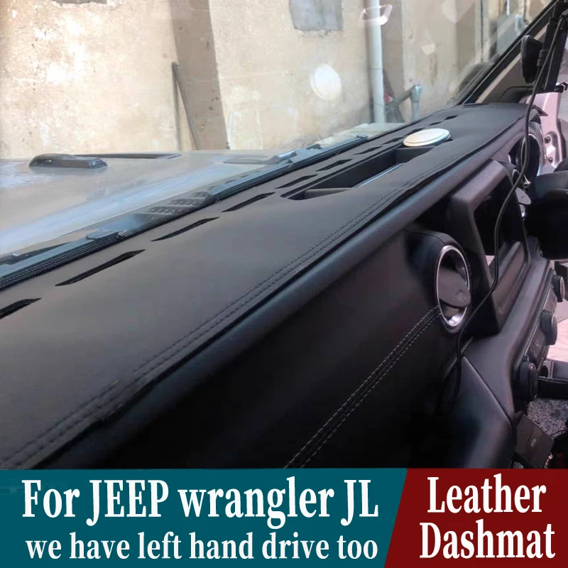 

For jeep wranger JL 2018 2019 2020 2021 Leather Dashmat Dashboard Cover Pad Dash Mat Carpet Car-Styling accessories RHD