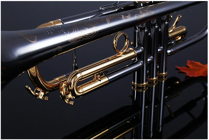 New Arrival Bb Tune Trumpet Musical Instrument Brass Black Nickel Gold Plated B Flat Trumpet Horn with Mouthpiece Free Shipping