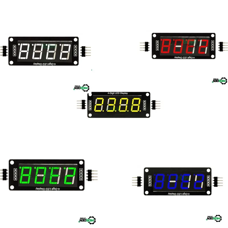 Módulo de relógio digital para arduino, 0.56 polegadas, 4 dígitos, 7 segmentos, pontos duplos, tela led, tm1637