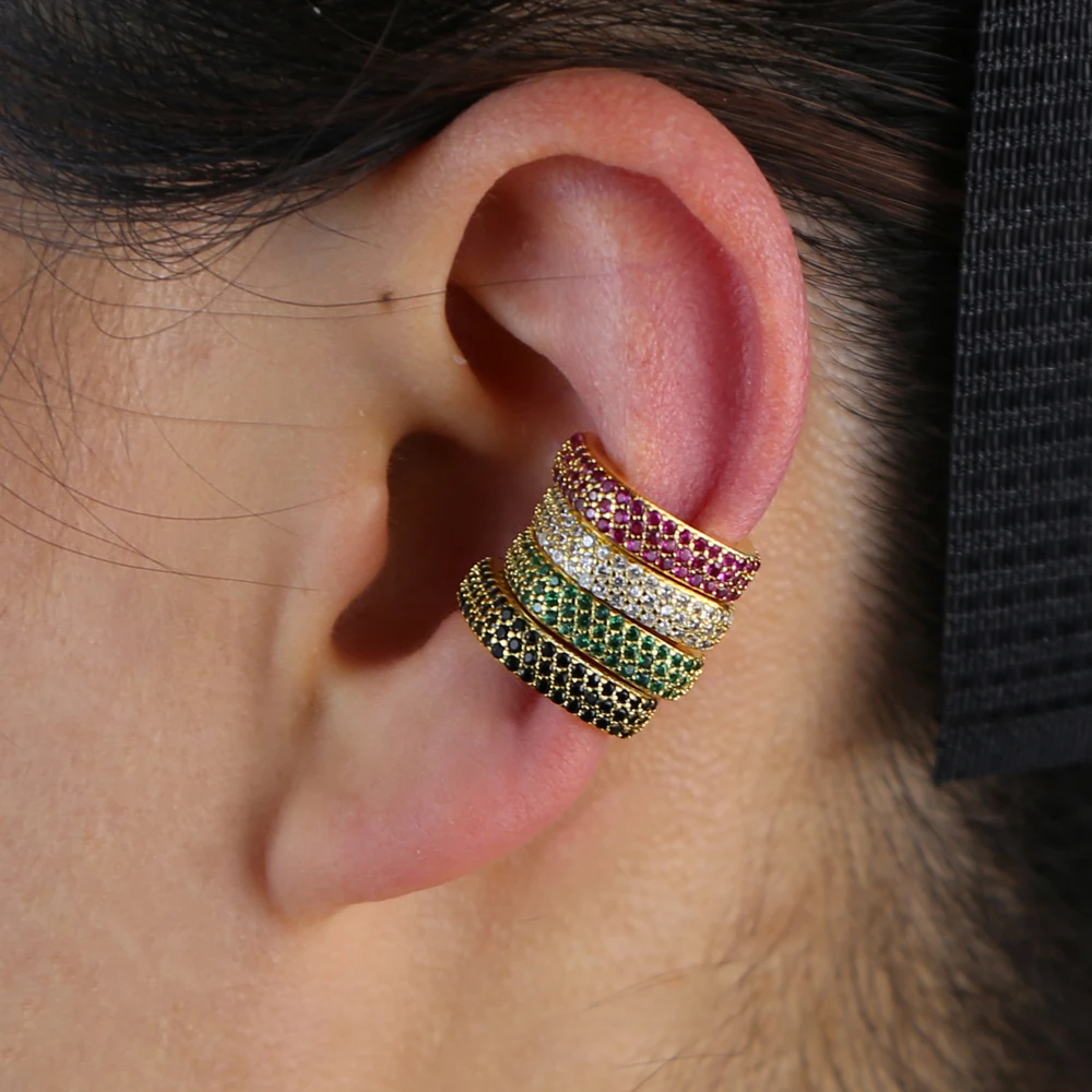 1 قطعة الملونة تشيكوسلوفاكيا ساحة كليب على القرط مايكرو تمهيد قوس قزح تشيكوسلوفاكيا هندسية لا ثقب متعدد قطعة مجوهرات النساء الموضة