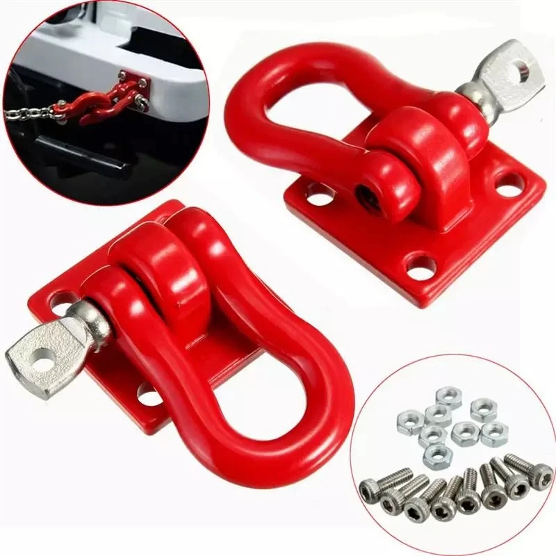 2Pcs Trailer Towing Buckle Tow Hooks Metal Climbing Trailer Shackles for 1/10 RC Simulation Climbing Car