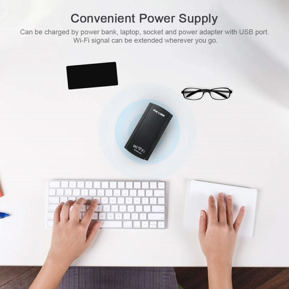 USB صغير موسع واي فاي إشارة الإنترنت الداعم مكرر لاسلكي 2.4GHz 300Mbps واي فاي المدى موسع مع هوائي مزدوج 802.11n