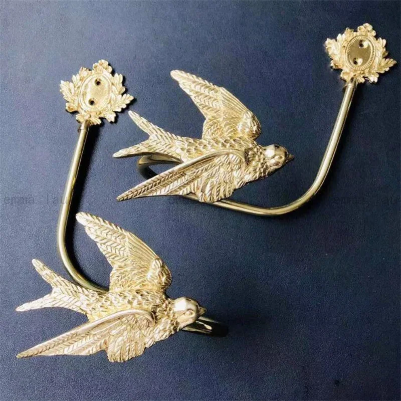 Modern Brass Curtain Hook Gold Swallow Fan Shape Curtain Holdbacks Wall Mounted Decoration Curtain Hanger for Living Room