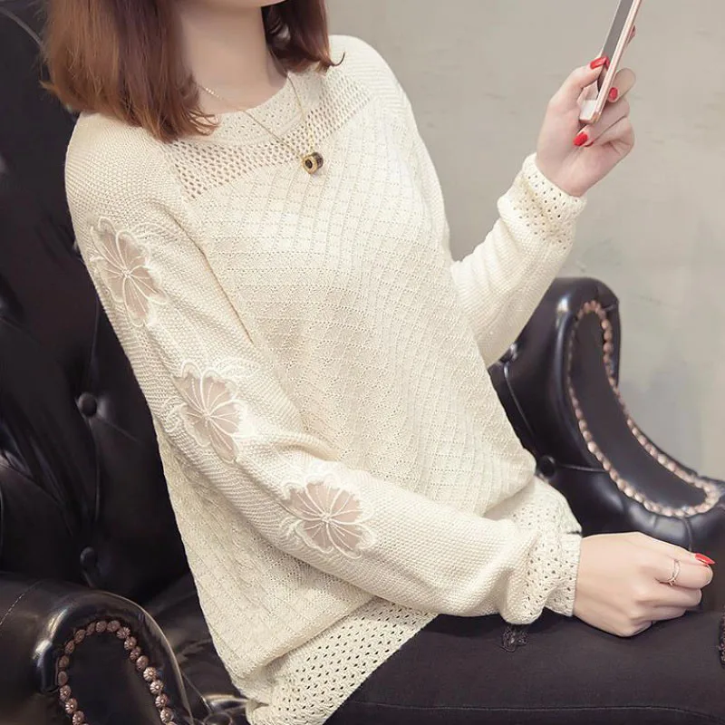 

Summer Female Knitted Hollow Out Pullovers Tops Fashion Thin Autumn Sweater Jumper O-Neck Cute Girls Knit Sweater Korea Pullover