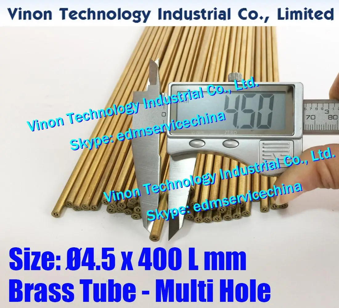 

4.5x400MM Brass Tube Multihole (30PCS/LOT), Brass EDM Tubing Electrode Multi-Channel Diam. 4.5 Length 400 for Electric Discharge