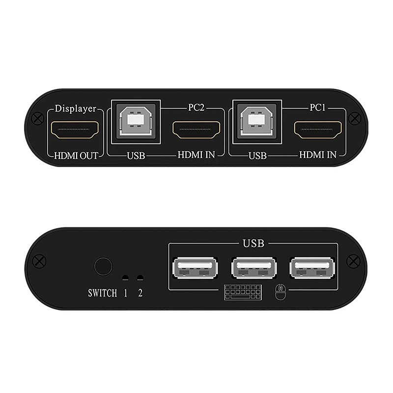 

2X1 HDMI-compat KVM Switch Box Selector HDMI-Switch 2 In 1 Out Sharing USB 2.0 monitor mouse keyboard for 2 Computer Laptops PCs