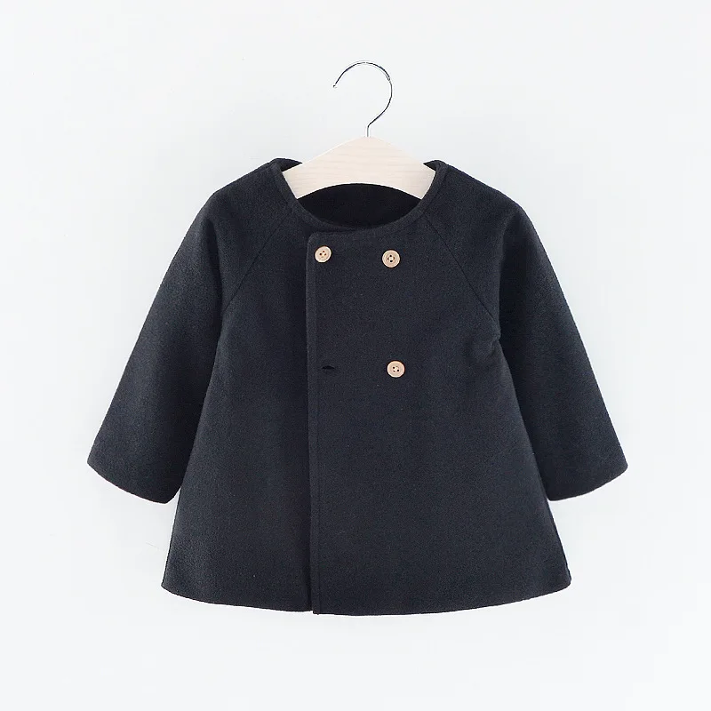 0-4 Years Baby Girl Clothes Thin Style Korean Solid Color Button Girls Coat Spring Autumn Long Cardigan Toddler Kids Jacket