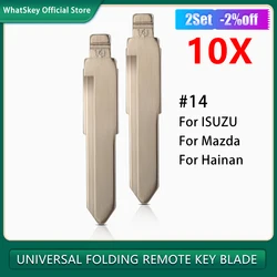 10Pcs No.14 Uncut Blank Folding Flip Car Key #14 Blade For ISUZU For Haima For Mazda Replacement KD Blade