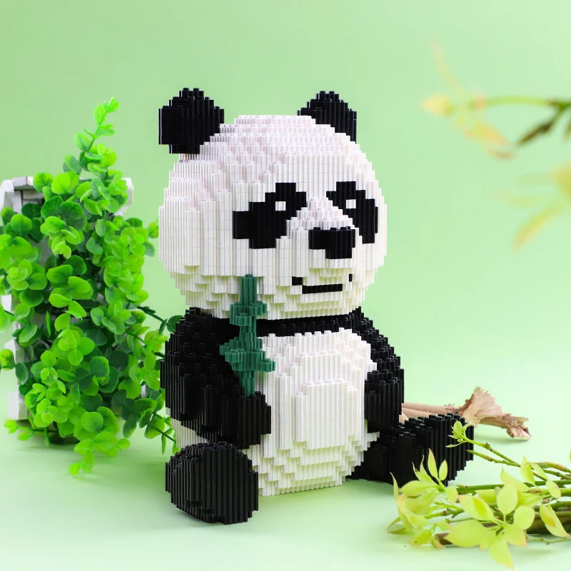 Linkgo Panda Mini Building Blocks Creative DIY  Bamboo Model Micro Bricks Figures Toys For Children Birthday Gift