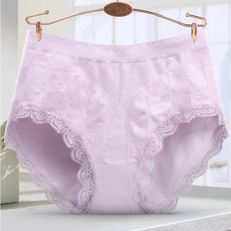 S31 Super Big Size Cotton Panties Women High Rise Pants Jacquard Breathable Underwear Plus Size Female Intimates Briefs