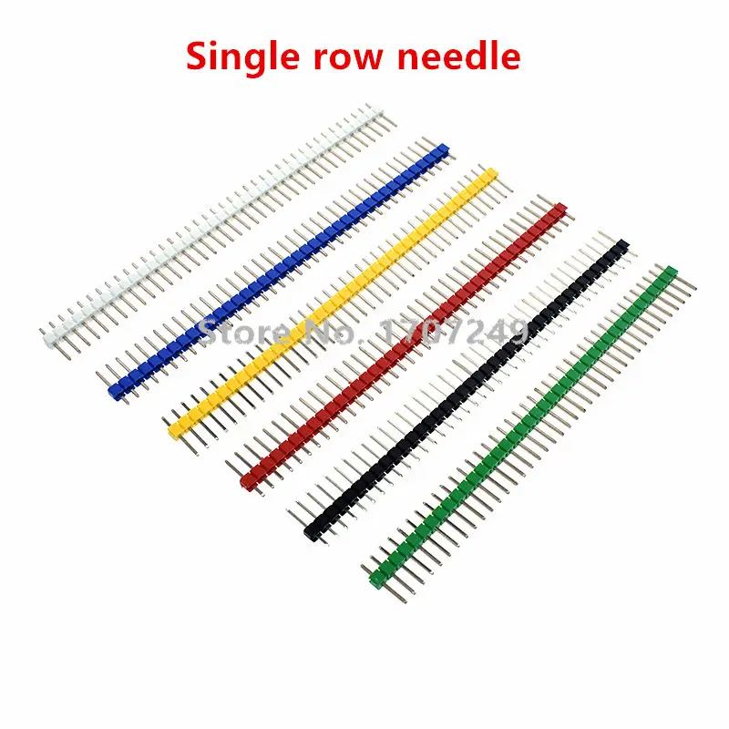 Red Green Blue Yellow White Black 2.54mm Pitch Single Row Female / Row needle 2~40P PCB socket Board Pin Header Connector Strip