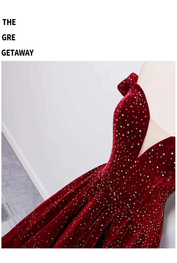 блестящий коктейль бургундского 2021 shinning off-the-shoulder A-line girls ankle length burgundy cocktail dress party gowns