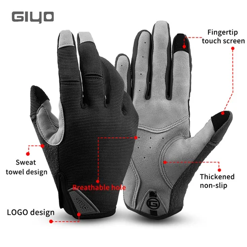 Imagen 2 del producto Giyo-guantes de ciclismo transpirables con dedos completos, resistentes al desgaste, pantalla táctil, tela para Bicicleta, Guantes largos para Bicicleta de carretera