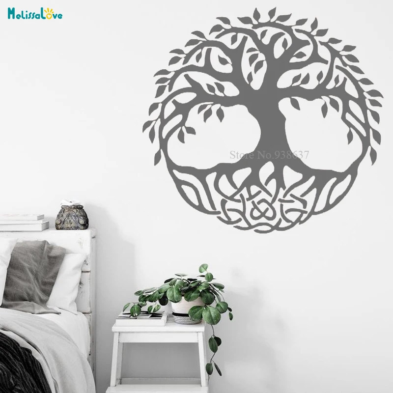 Life Tree Decal World Tree Kabbalah Symbol Windows Decor Bedroom Living Room Home Decal Vinyl Wallpaper BA673-4