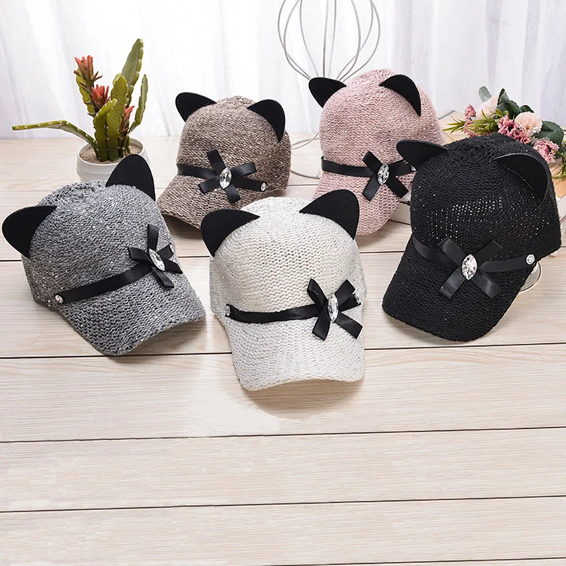 

Maikun Fashion New Women's Cap For Autumn And Winter Cold Protection Cat Ears Trendy Bow Hats