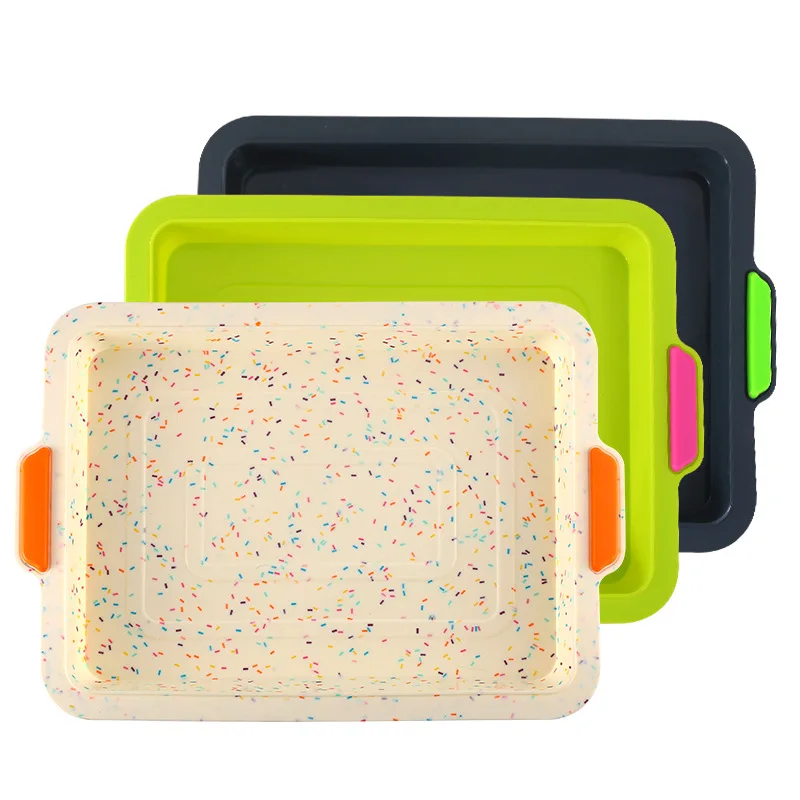 

New Color Dot Silicone square Two-color Cake pan Best No-Stick Oven Dish Bakeware Baking mold