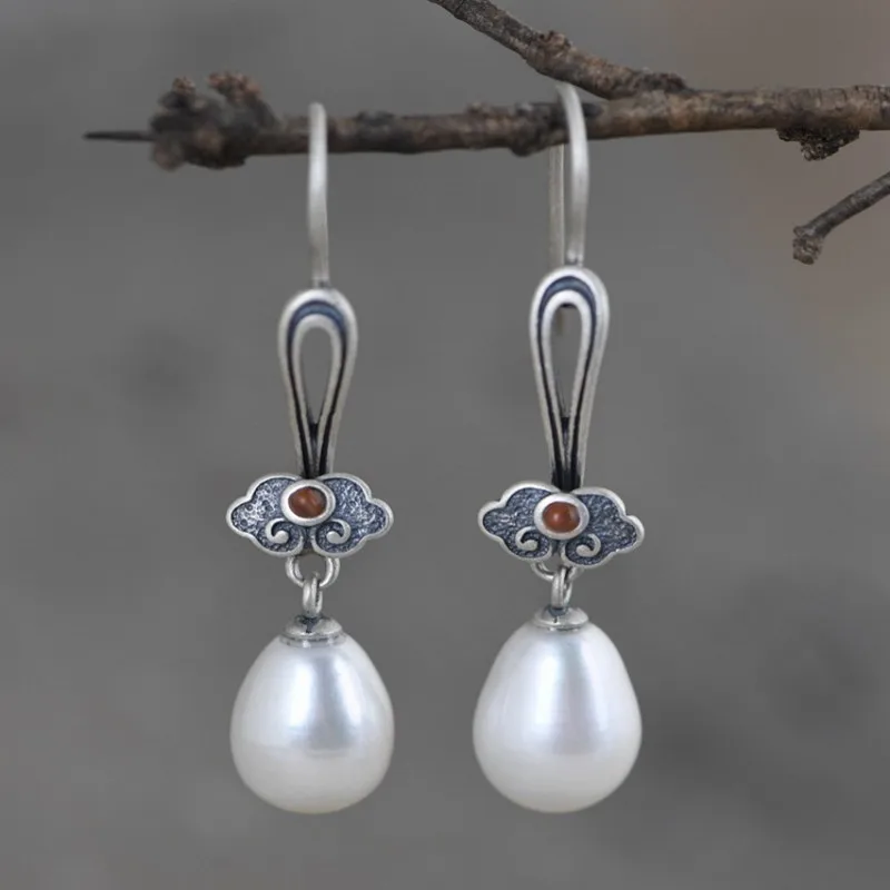 BOCAI New S925 Sterling Silver Jewelry  Simple Pearl  Earrings Selected Gifts for Women