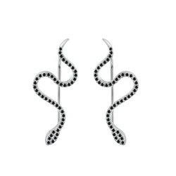 2025 New Silver Color Engagement Snake Drop Earrings For Women Black Spinel Female Earring Gift I198