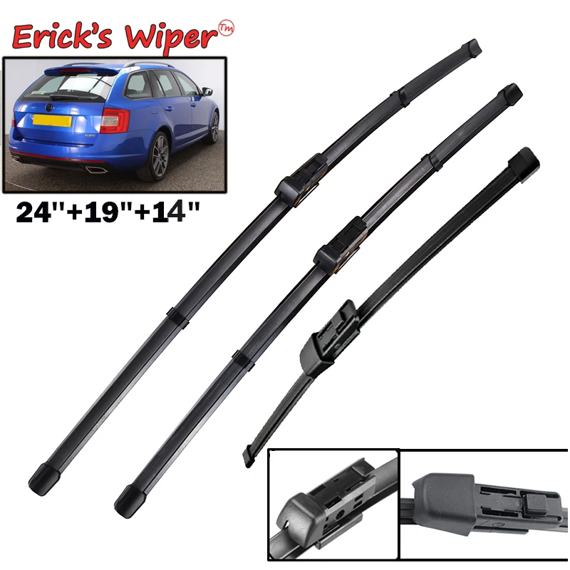 Erick\'s Wiper Front & Rear Wiper Blades Set For Skoda Octavia 5E A7 Estate 2013 - 2018 Windscreen Windshield Window 24\