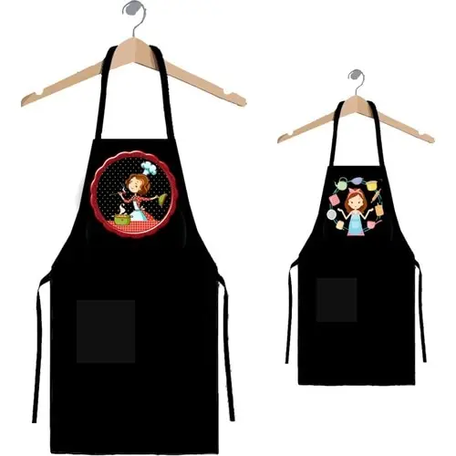 Art T-Shirt Mother Girl 2'li Chef Kitchen Apron