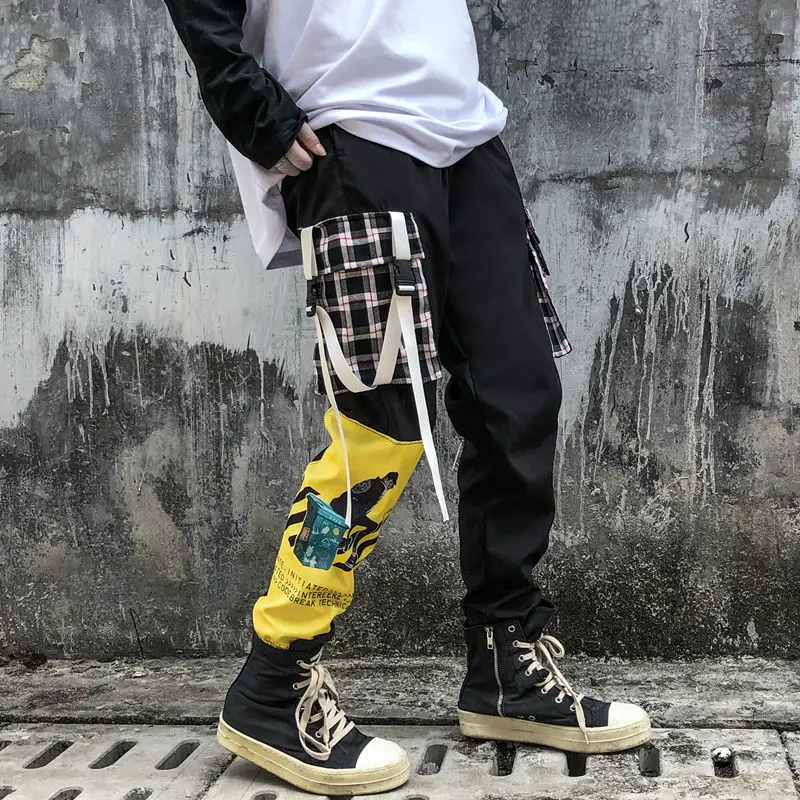 Hip Hop Jogger Cargo Hosen Streetwear Brief Bänder Casual Schwarz Hit Farbe Tasche Baggy Hosen für Frauen Hosen Jogginghose