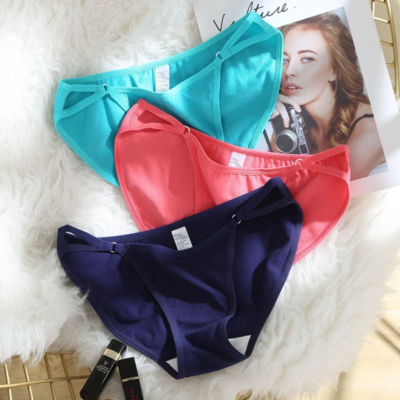 Women\'s Underwear Simple and Comfortable Sports Pure Cotton Underwear Sexy Hollow Low Waist Underwear Girl Breathable Briefs