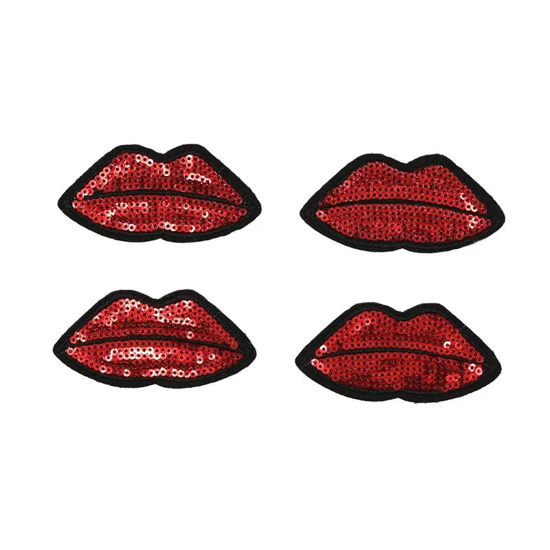 10pcs/lot Iron On Red Mouth Patches Diy Lip Stickers for women jeans coats Embroidery sewing Appliqued for lady clothes Badge