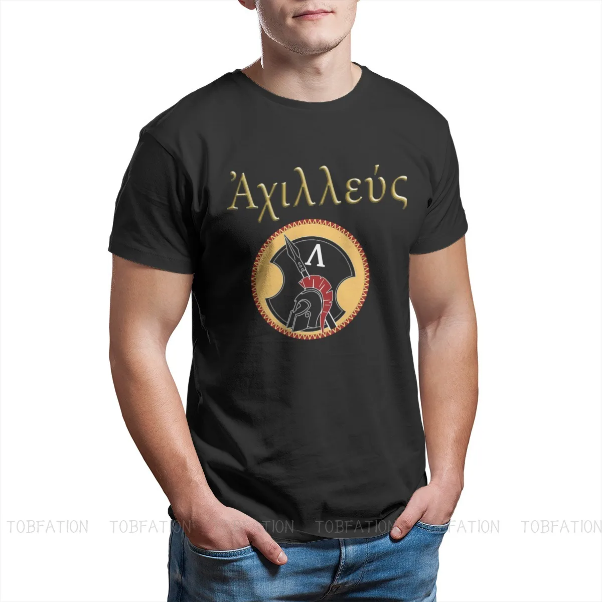 Achilles Son of Peleus Print Cotton Ofertas T Shirts Greek Mythology Ares Ancient Folklore Men Casual Streetwear