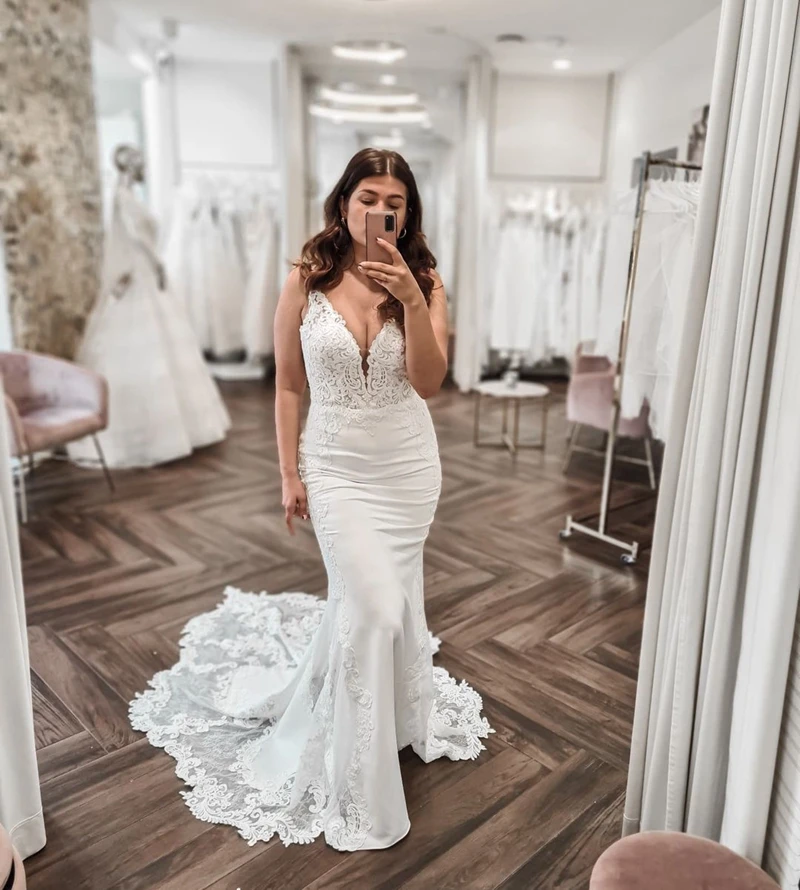 Angelsbridep – robe de mariée sirène longue, col en V, style Boho, tenue de mariée élégante