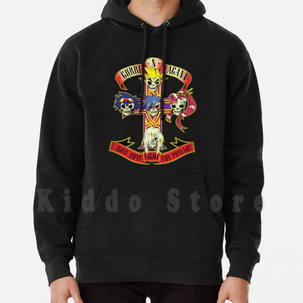 Gurren Lagann Cross Hoodie Long Sleeve Gurren Lagann Kamina Simon Kittan Yoko Viral Anime Manga Music