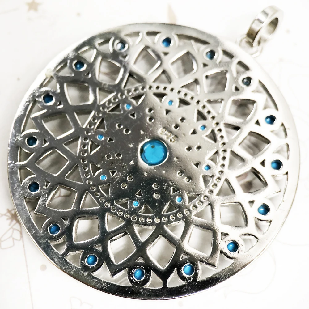 Wisiorek Niebieski Turkusowy Kamień Ozdoba Brand New Fashion 925 Sterling Silver Biżuteria Europa Akcesoria Prezent Dla Kobiet — zdjęcie 7