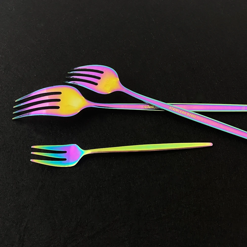 Dinnerware Rainbow Tableware Cutlery Set Stainless Steel Luxury Flatware Home Fork Spoon Knife Kitchen Dinner Set Drop Ship