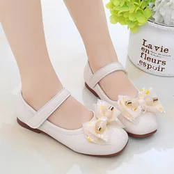 3 4 5 6 7 8 9 10 11 12 Years Fashion Bow Girl Elegant Dress Party Dance Leather Shoes For Children Spring Big Kids Flat Shoes