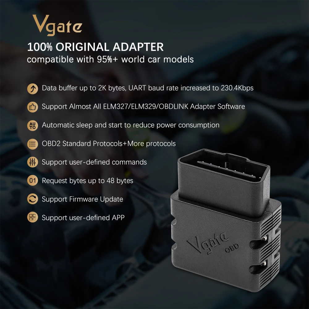 Original Vgate vLinker MC+ ELM327 Bluetooth 4.0 /3.0OBD 2 OBD2 ELM 327 Car Diagnostic For IOS Android Scanner Auto Tool