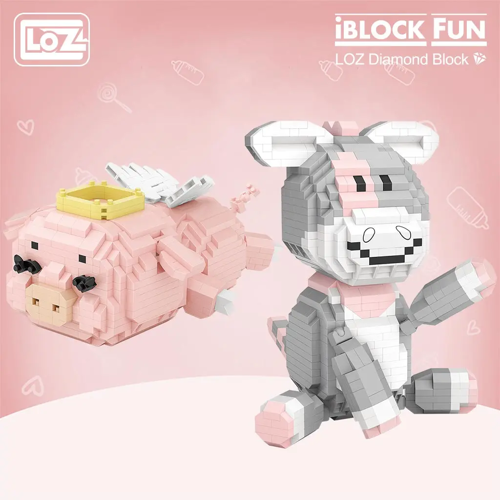 LOZ Diamond building blocks Angel Pig Little Donkey Particle Building Block Miniature Diamond Particle Assembly Toy Model Puzzle