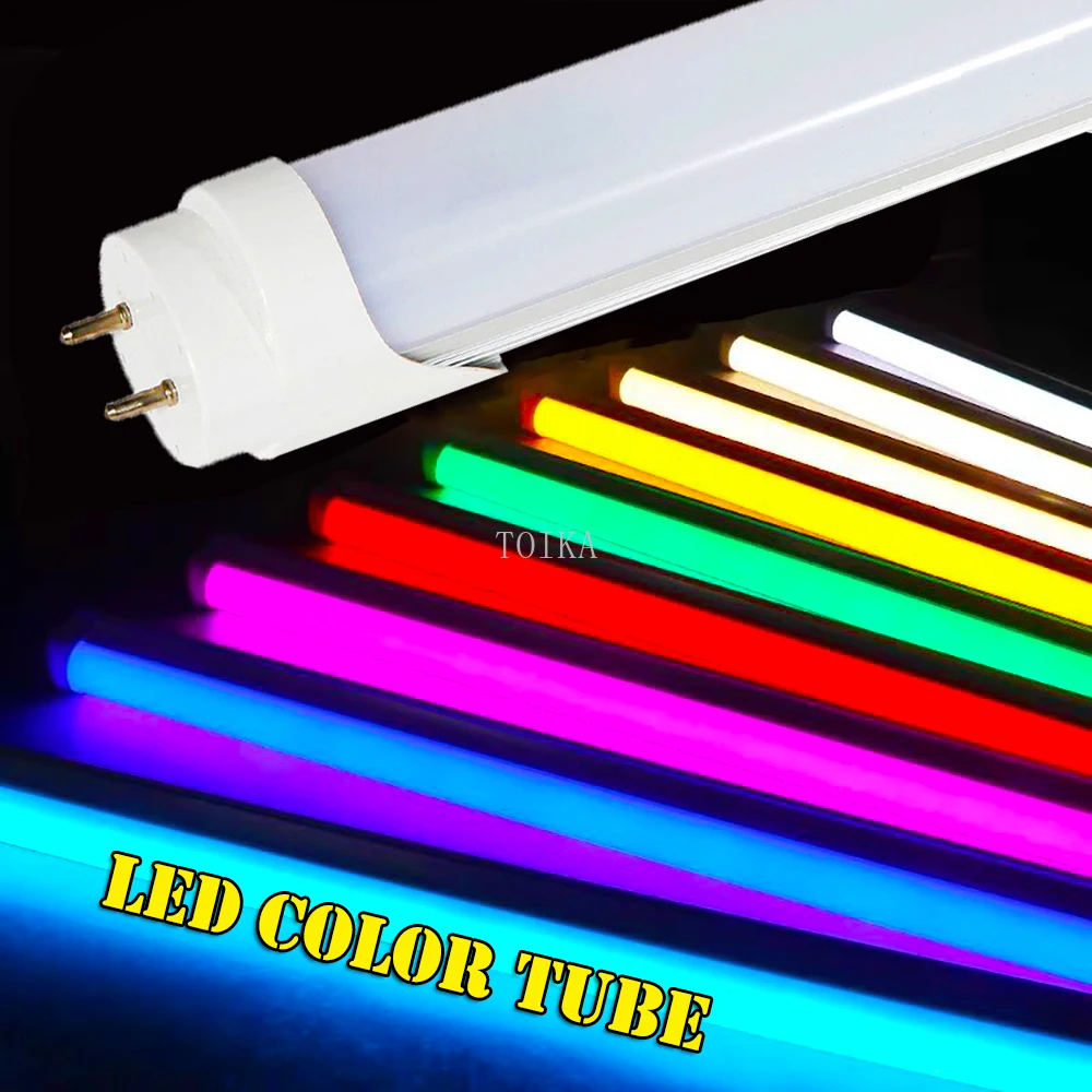 Toika 25pcs T8 G13  LED Color Tube Light  2FT 9W 18W 600mm   0.6m red green blue,LED colorful  lamp for home shop Bar  AC85-265V