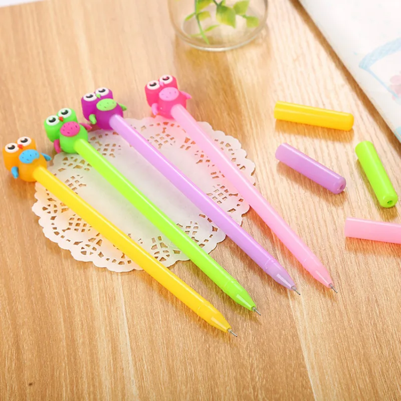 30PCS Cartoon Jelly Silica Head Neutral Pen Lovely Learning Stationery Owl Gel Pens Cute Pen Kawaii School Supplies