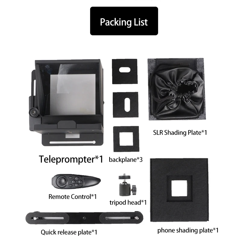 Portable Mini Teleprompter With Remote Control for Phone DSLR Broadcast Artifact Video Recording Live